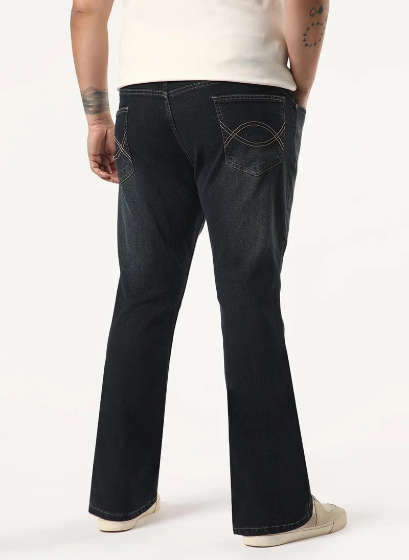 Urbano Fashion  Urbano Plus Men's Carbon Blue Bootcut Fit Mid Rise Heavy Washed Jeans Stretchable for Men | Best Price UAE